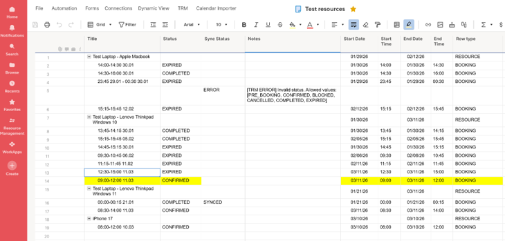 Nanga Test Resource Management preview
