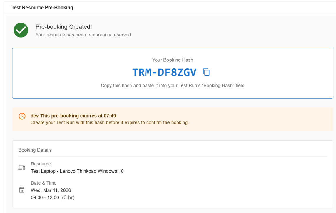 TRM Test Resource Pre-Booking 2